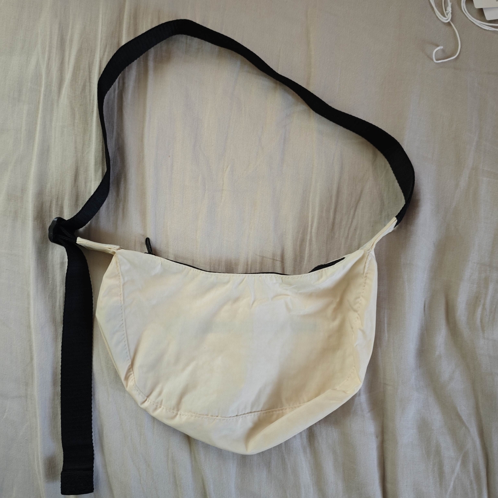 BAGGU Small Nylon Crescent Bag In Ivory